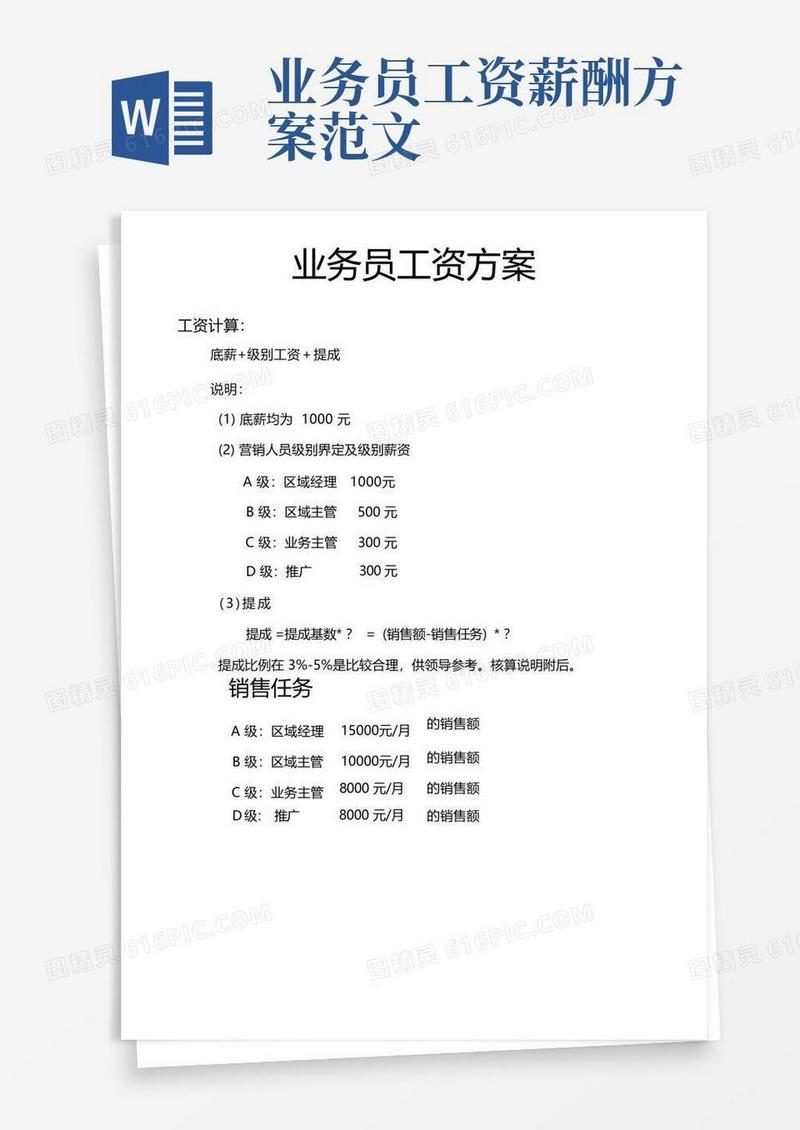 业务员工资方案