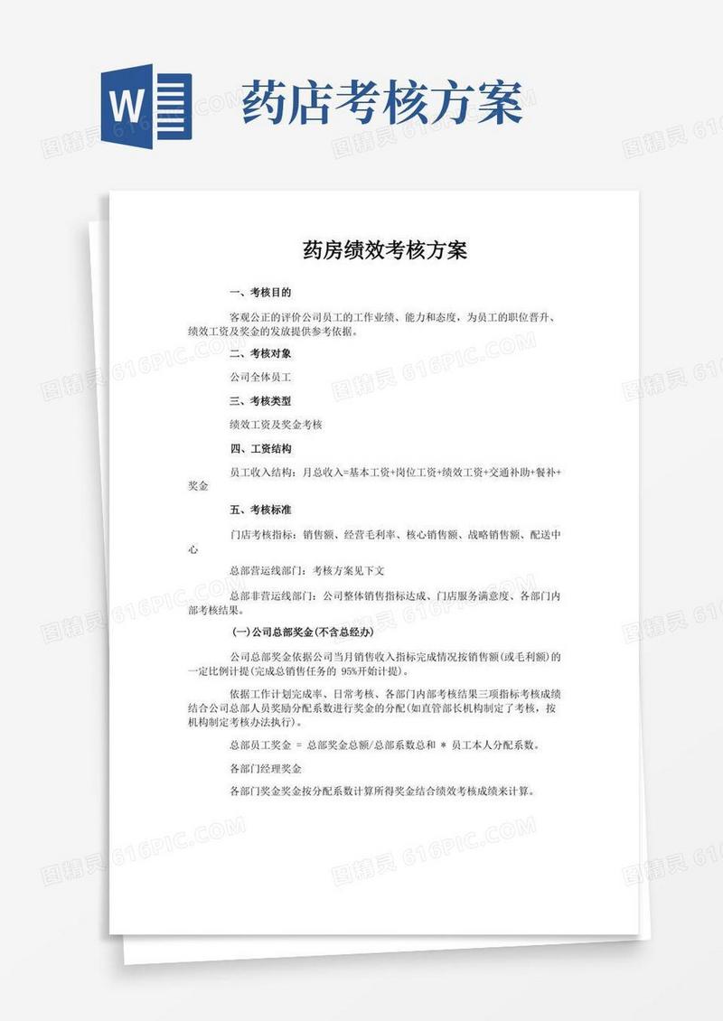 药房绩效考核方案