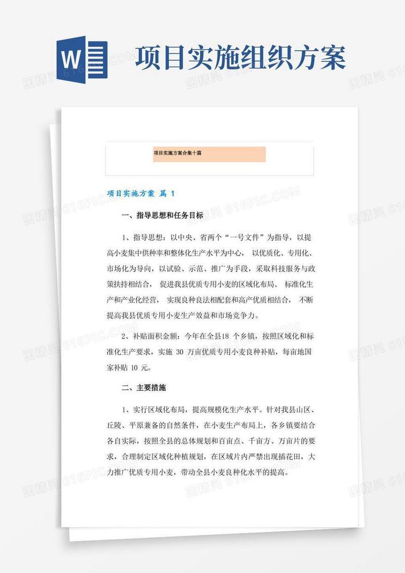项目实施方案合集十篇(精选模板)
