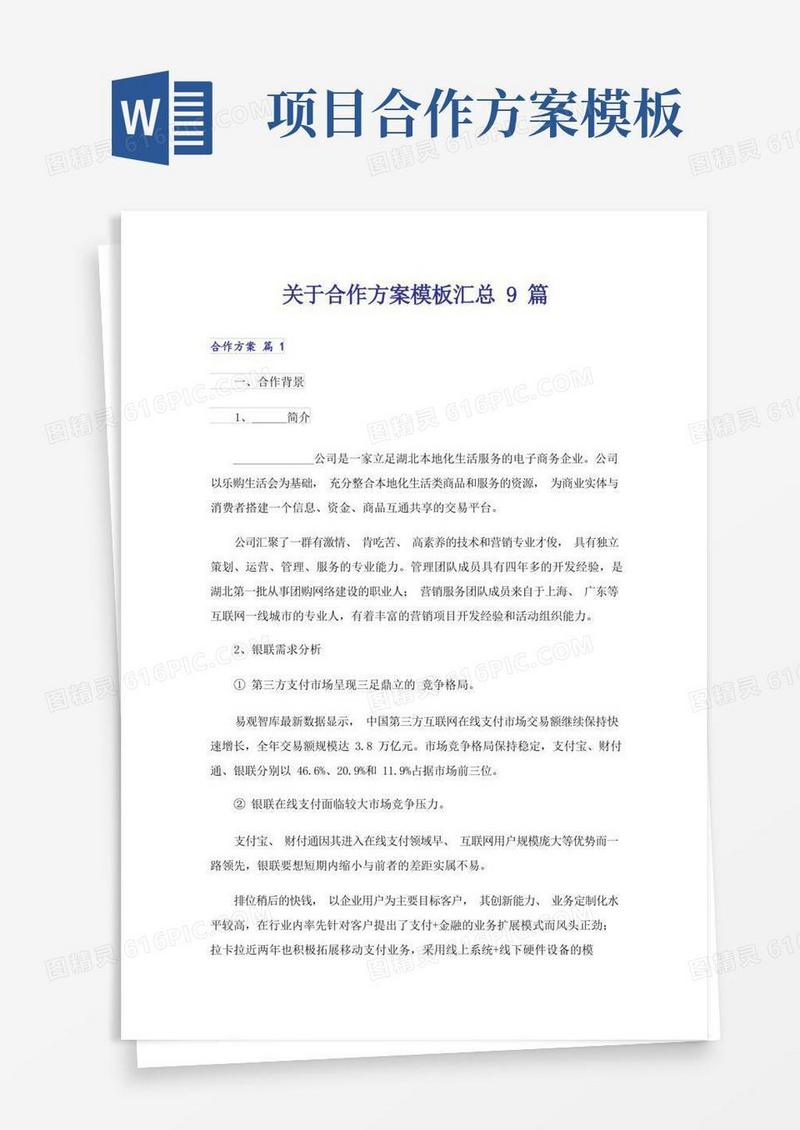 关于合作方案模板汇总9篇