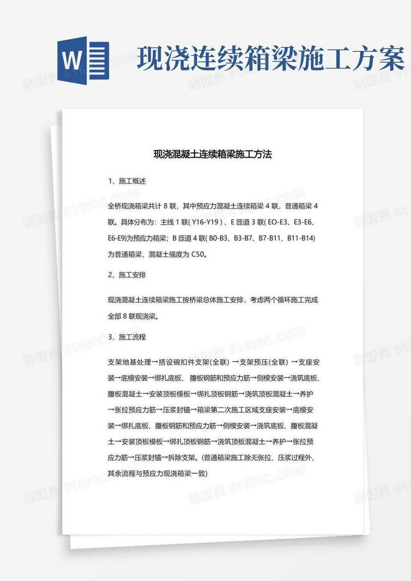 现浇混凝土连续箱梁施工方法