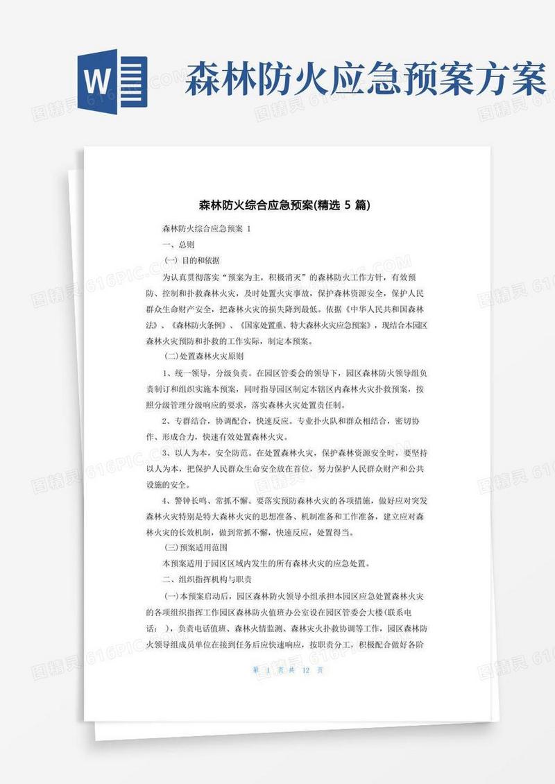 森林防火综合应急预案(精选5篇)