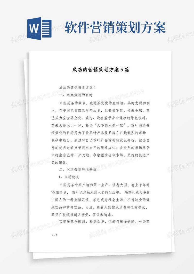 成功的营销策划方案5篇
