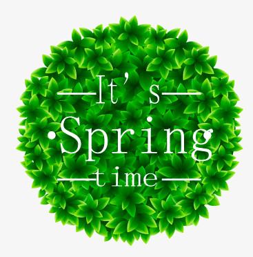 绿色春季树叶组合圆形矢量图