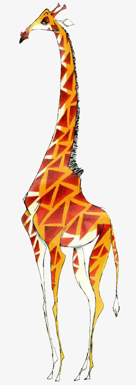手绘水彩长颈鹿