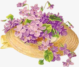 卡通花素材花饰图案 帽子 紫色小花