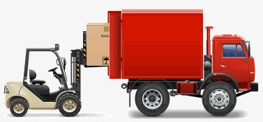 红色叉车和卡车设计矢量素材