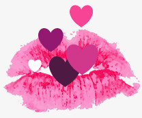 紫色水彩LOVE唇印设计矢量素材