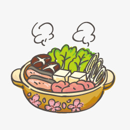 手绘火锅美食