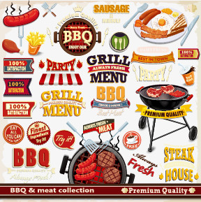 烤肉标签矢量素材,烤肉标签,烧烤美食,