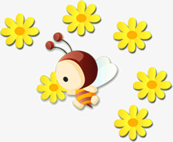 可爱花丛飞舞小蜜蜂