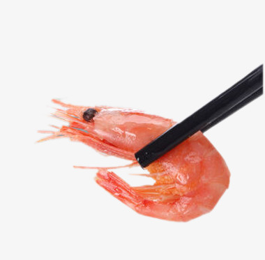 筷子夹着的北极虾