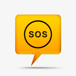 黄色的评论泡沫标志SOS盘旋SC黄色的评论气泡图标