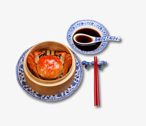 产品实物大闸蟹蒸笼酱油盘子筷子勺子