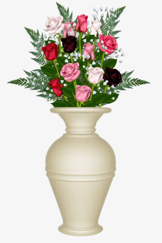 放满花的花瓶