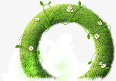 白色小花缠绕绿色圆环