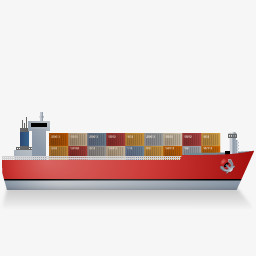 集装箱船正确的红色的船Transport-Multiview-icons