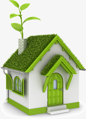 手绘绿色屋子模型