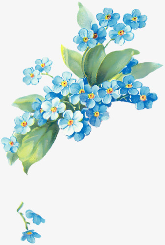 蓝色小碎花花枝装饰图案