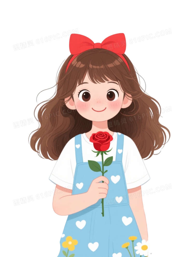 可爱女孩插画风格卡通手绘元素