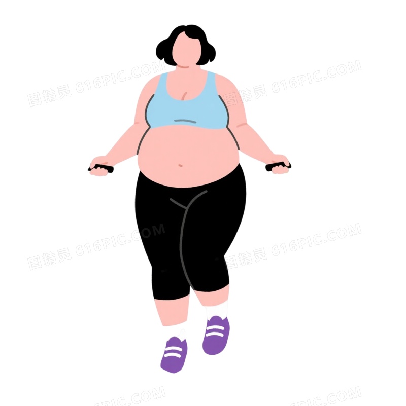 扁平插画跳绳女性运动元素