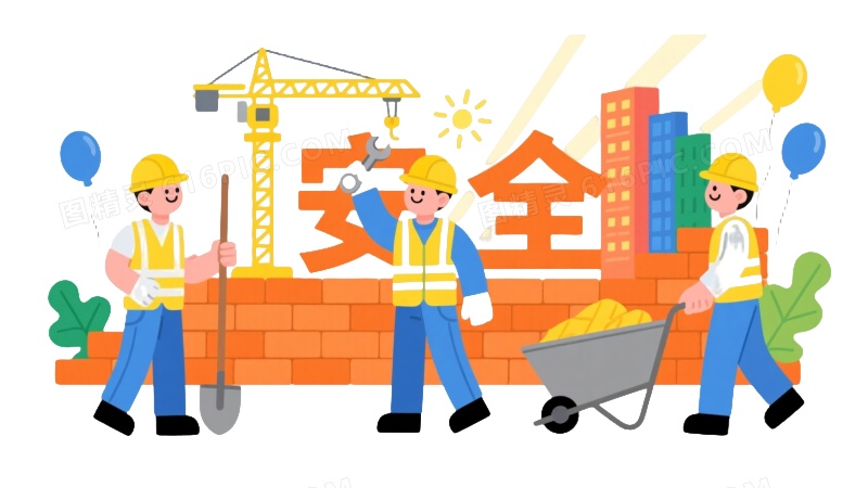 黄色安全帽卡通工人扁平插画元素