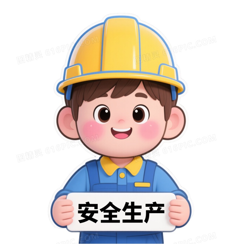 粉腮红卡通工人男孩卡通手绘元素