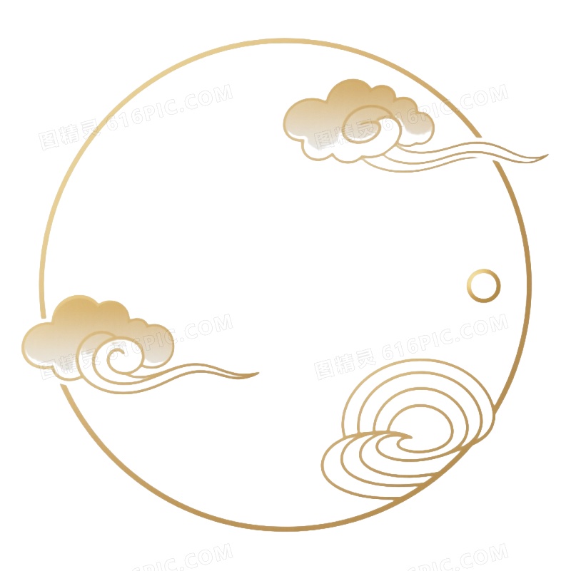 金色祥云线描边框纹理