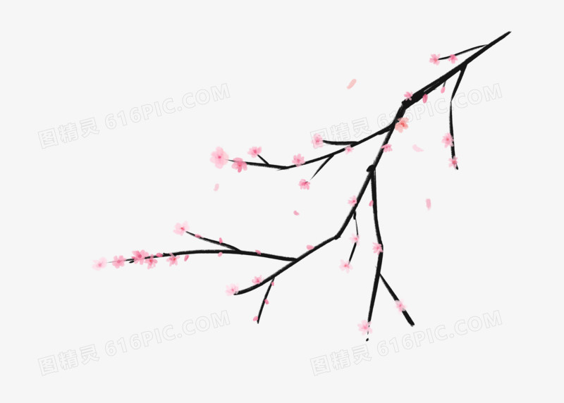 中国风梅花水墨画元素