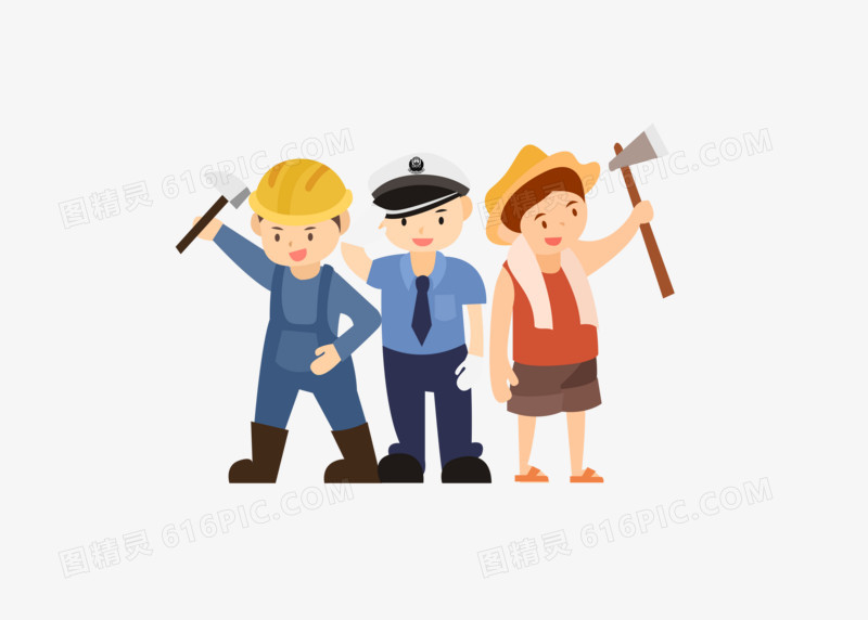 矢量卡通五一劳动人民元素