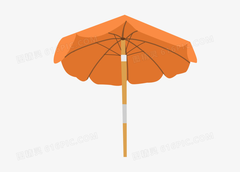晒太阳遮阳伞卡通可爱沙滩伞小元素手绘 