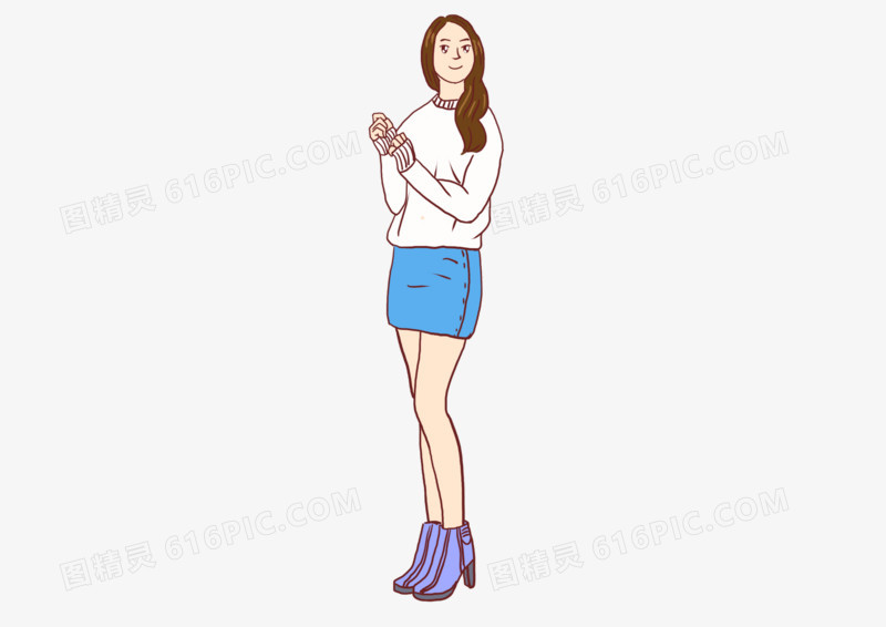 卡通手绘简约淑女