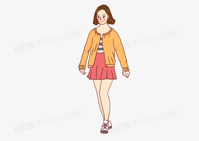 卡通手绘可爱短发少女