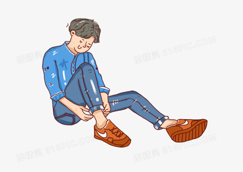 手绘插画卡通帅气少年