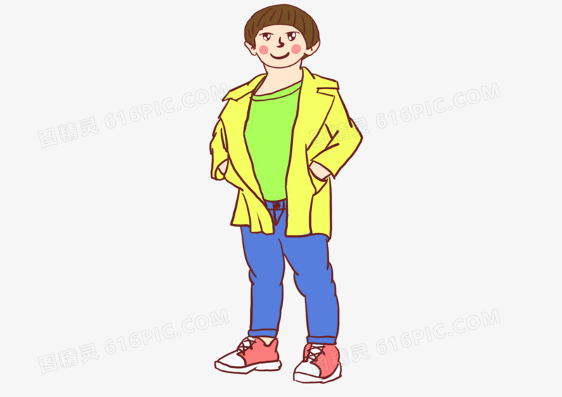 卡通插图元素西瓜头小男孩