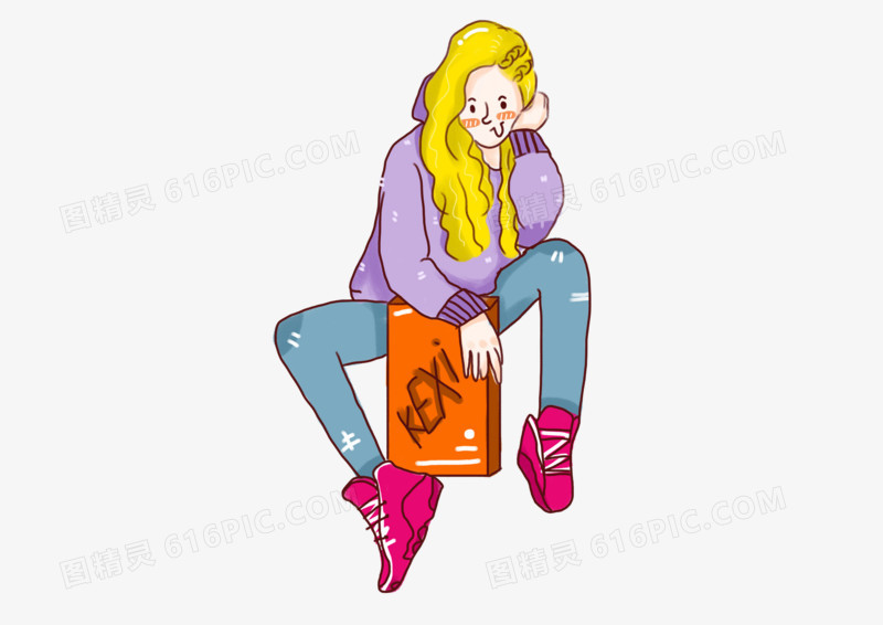 卡通手绘可爱帅气少女