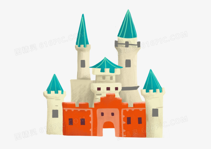 手绘插画卡通建筑小城堡