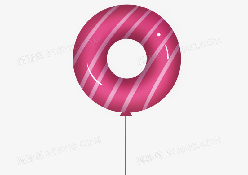 手绘卡通粉色条纹气球
