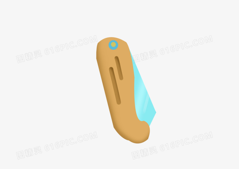 手绘简约小清新黄色裁纸刀