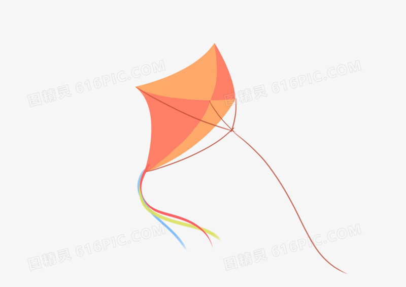 手绘卡通黄色小风筝