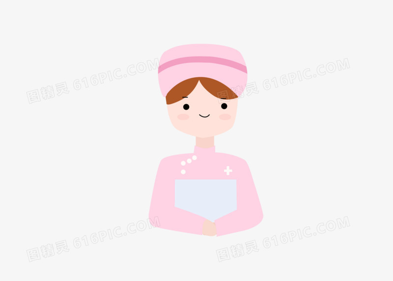 医疗护士卡通手绘粉色护士医生