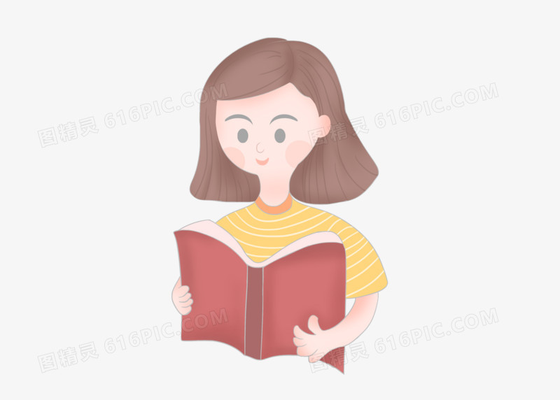 读书日手绘风女孩邀你一起看书