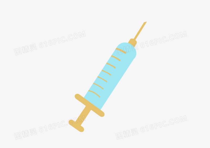 手绘卡通小清新蓝色注射器