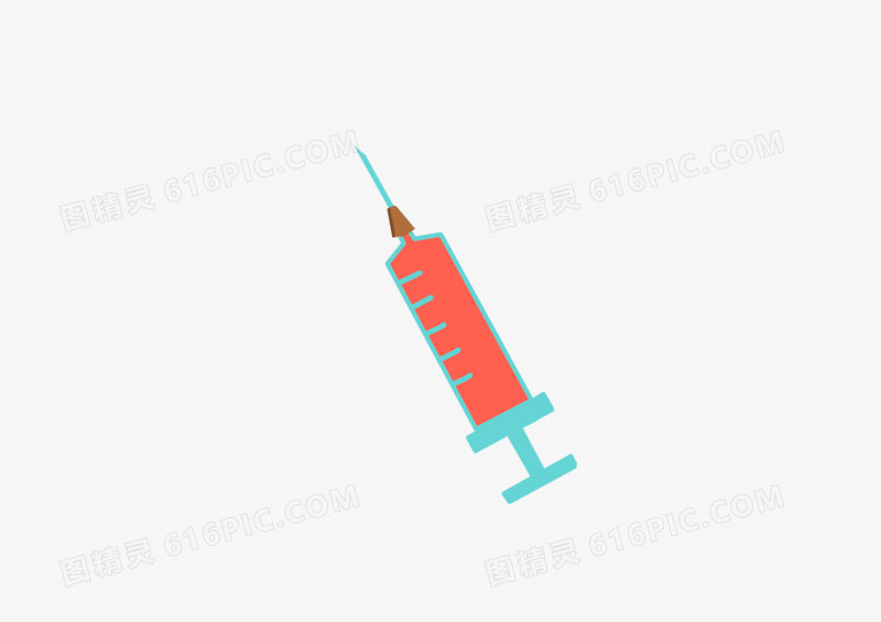 手绘卡通小清新红色注射器
