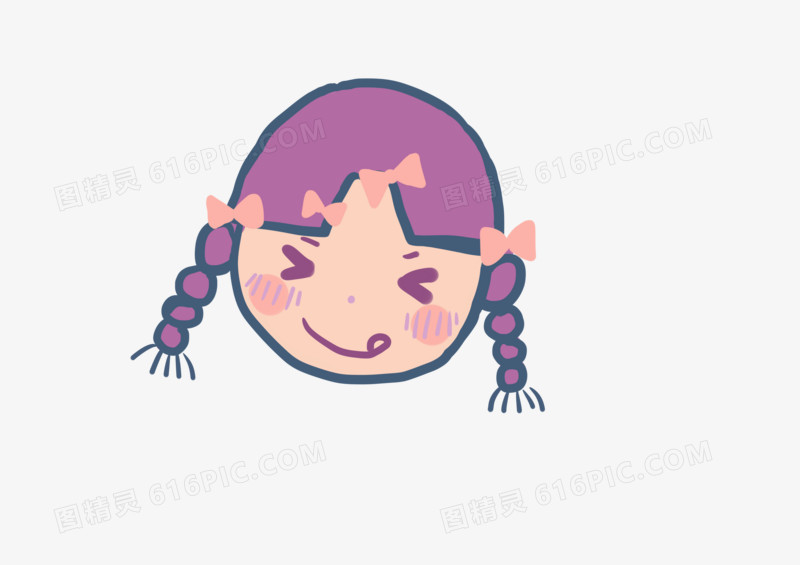 手绘卡通紫发小女孩