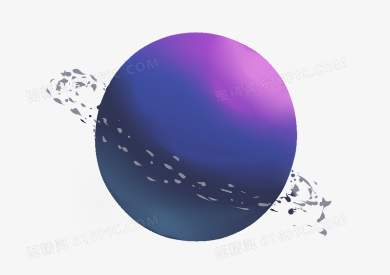 手绘卡通航天紫色碎石星球