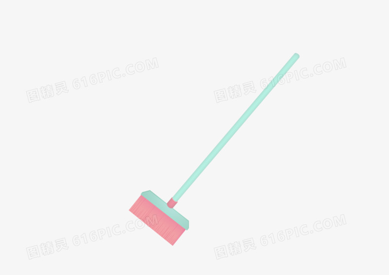 手绘卡通劳动节蓝红扫帚