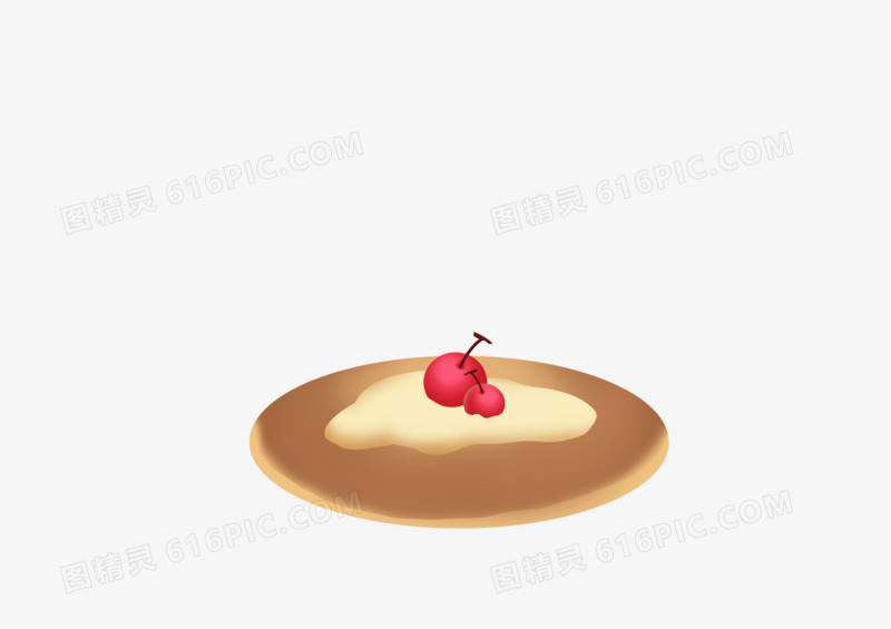 手绘卡通美食樱桃奶油馅饼