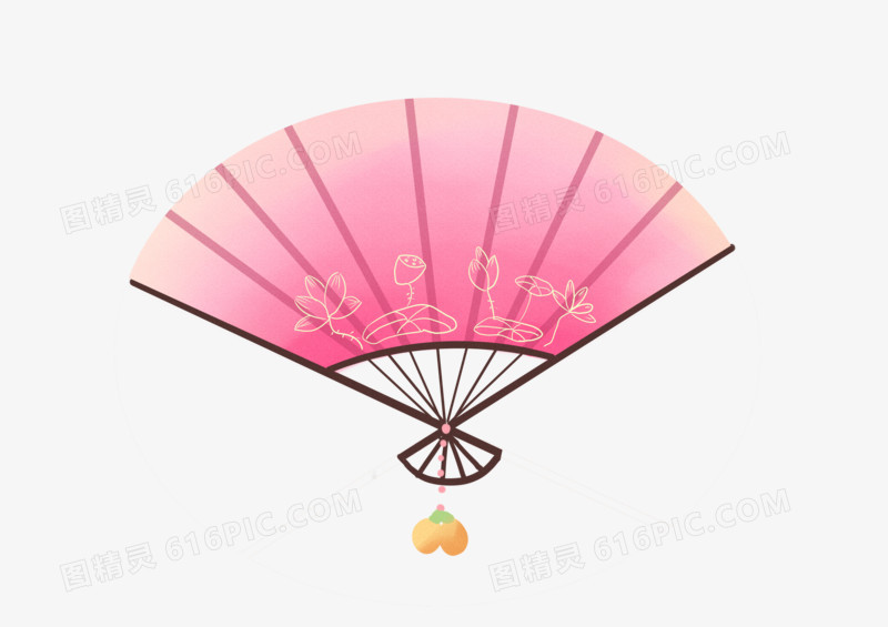 手绘卡通可爱粉色扇子