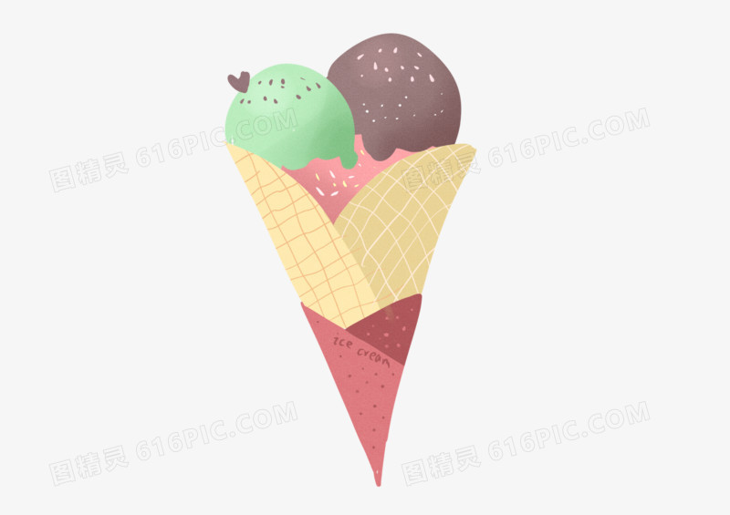 手绘可爱红色冰淇淋